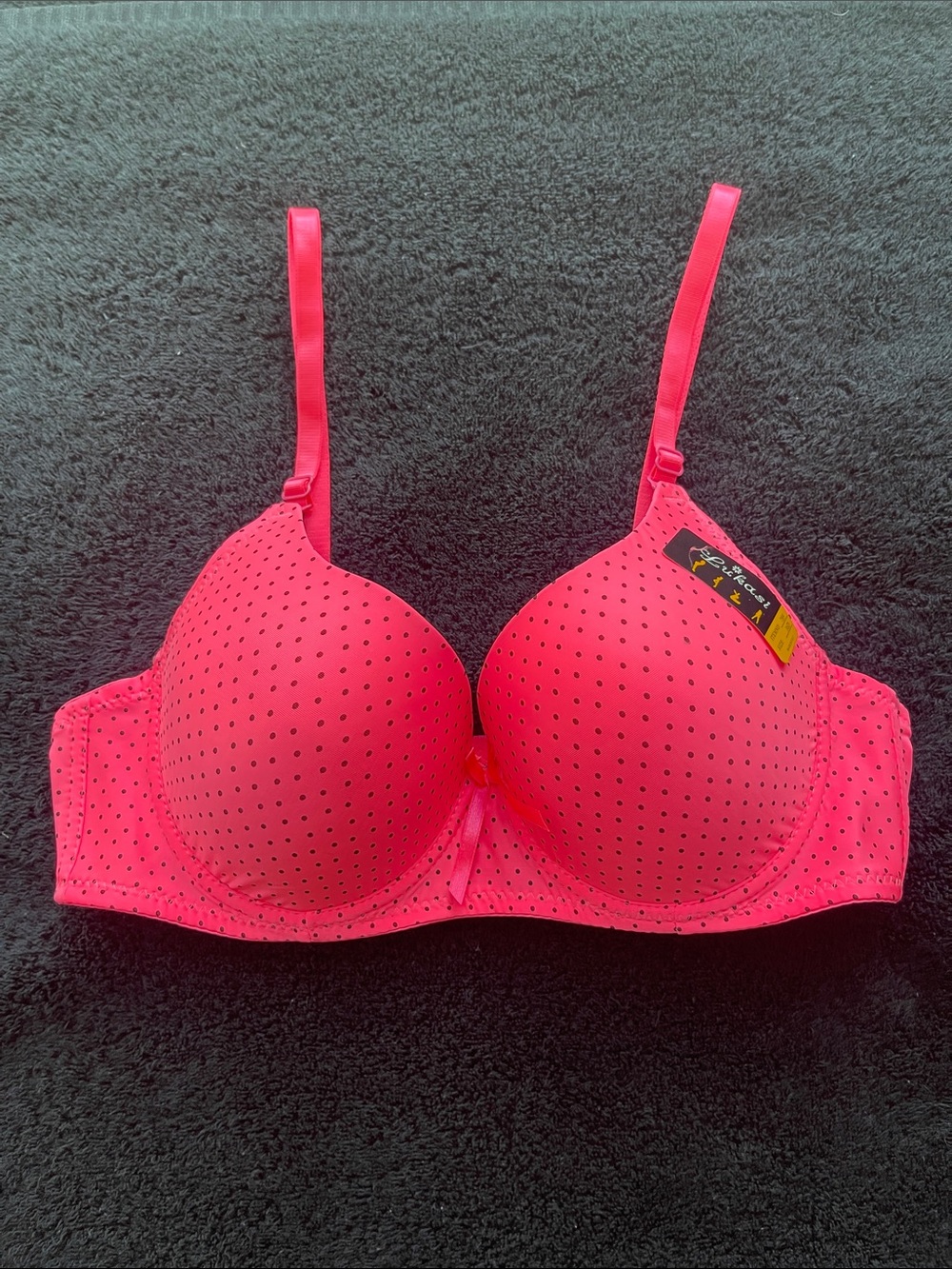 Lukasi‎ Women’s 36D Pink Black Polka Dot Underwire Bra NWT